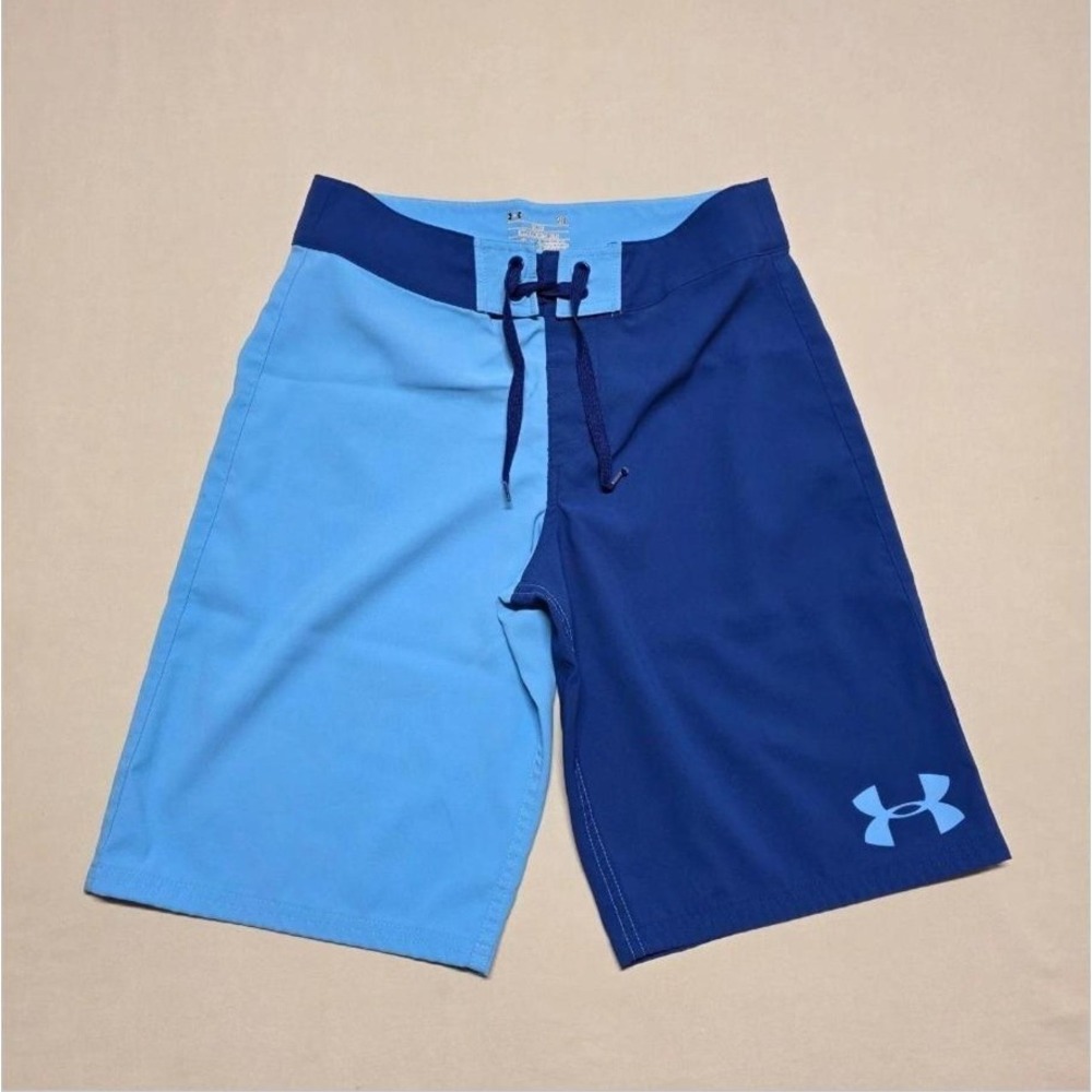 Under Armour Mens Board Shorts Size 28 Blue Colorblock HeatGear Loose Casual